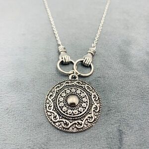 Norse Viking Shield Maiden pendant gothic necklace boho antique silver tone